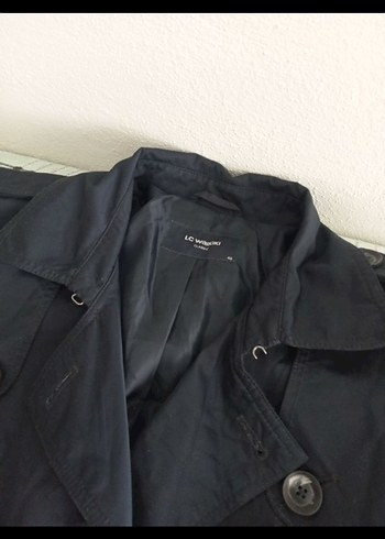 LC Waikiki Siyah  Uzun Keten Trençkot - Görsel 2