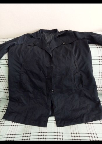 LC Waikiki Siyah  Uzun Keten Trençkot - Görsel 4