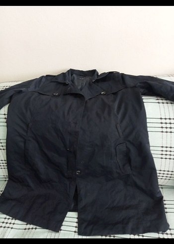 LC Waikiki Siyah  Uzun Keten Trençkot - Görsel 3