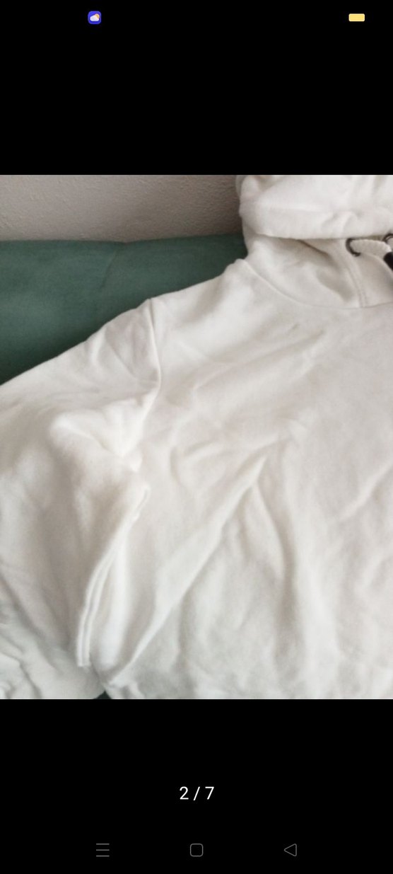 Kadın Beyaz Kapüşonlu Fermuarlı Sweatshirt - Görsel 3