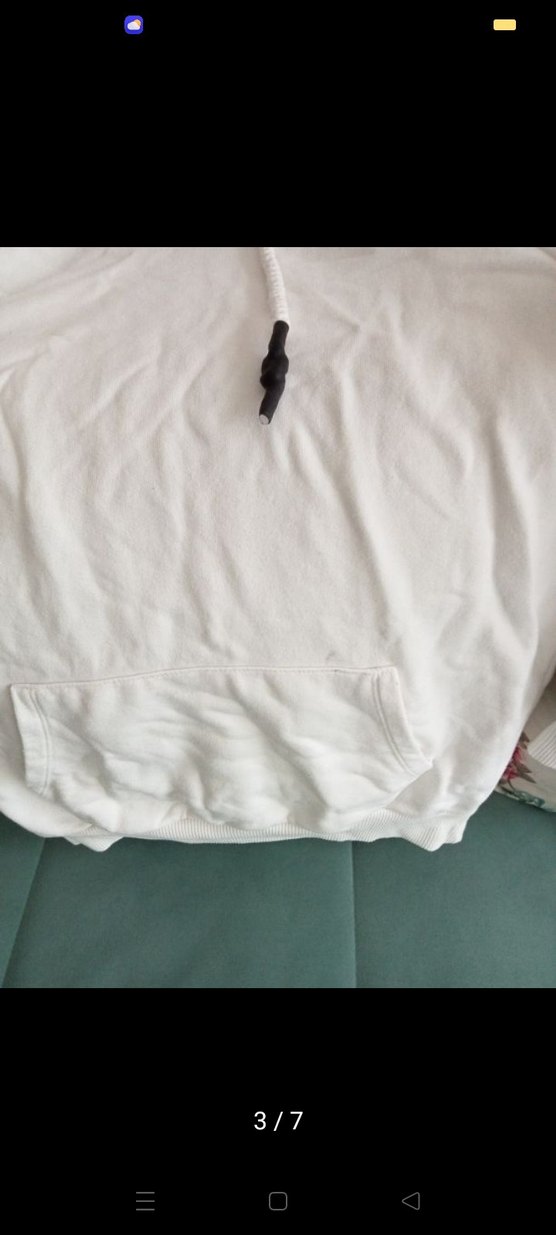 Kadın Beyaz Kapüşonlu Fermuarlı Sweatshirt - Görsel 2