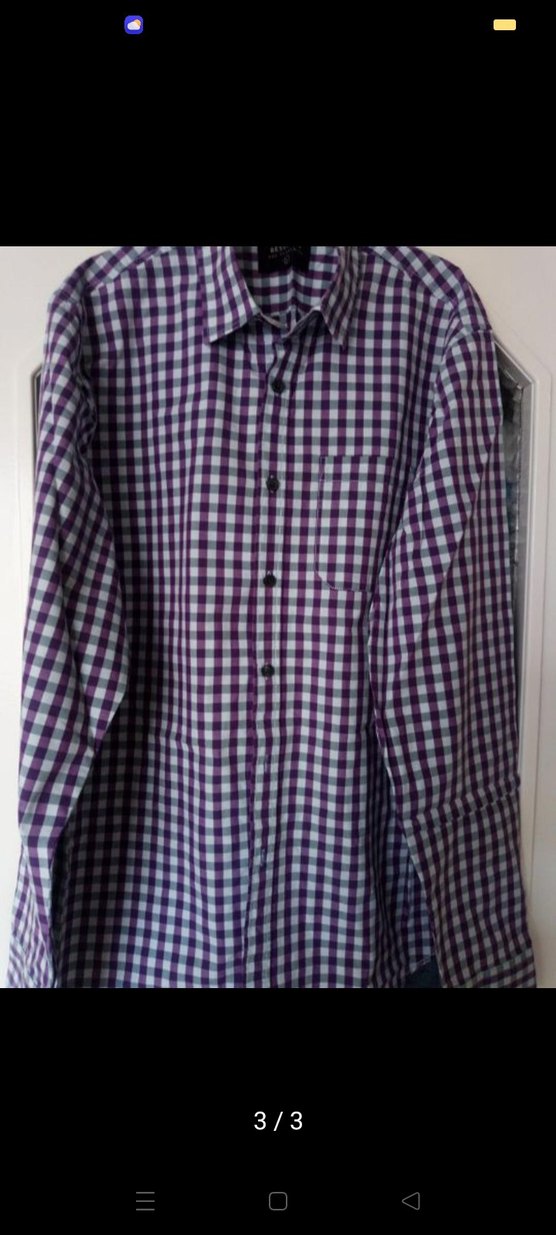 Mor Kareli Kısa Kollu Erkek Gömlek - Görsel 3