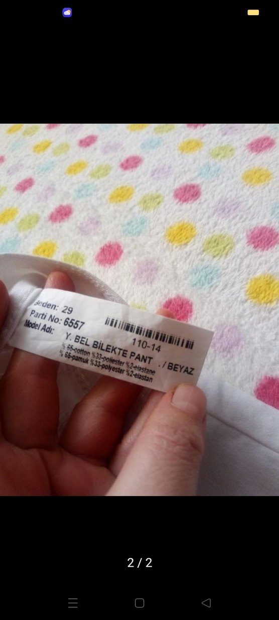 Kız Beyaz Pamuk Pantolon - Görsel 2