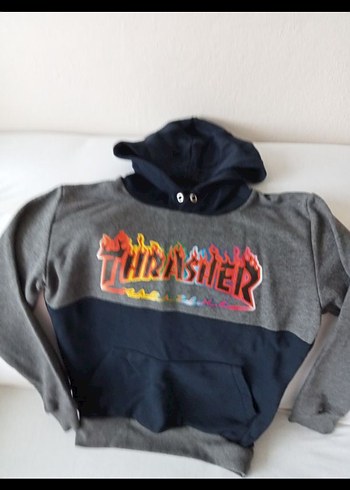 Erkek Kapüşonlu Gri Baskılı Sweatshirt - Görsel 3