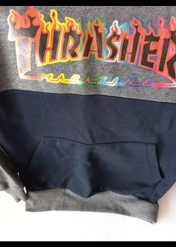 Erkek Kapüşonlu Gri Baskılı Sweatshirt - Görsel 2