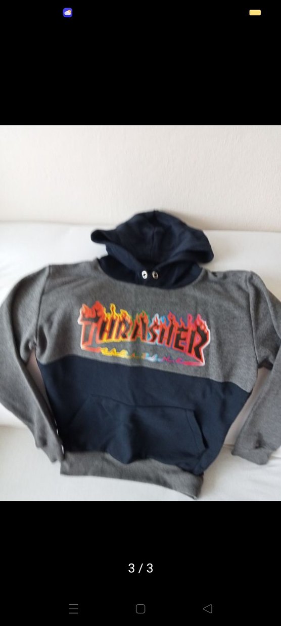 Erkek Kapüşonlu Gri Baskılı Sweatshirt - Görsel 3