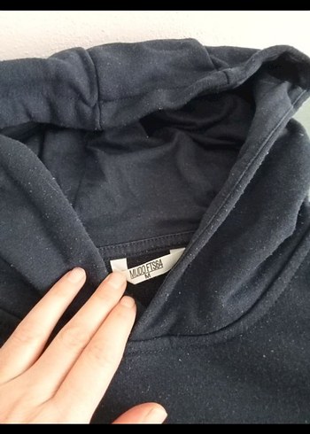 Kadın Siyah Kapüşonlu Sweatshirt - Görsel 3