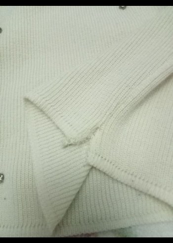 Kadın Beyaz Payetli Uzun Kollu Kazak - Görsel 5