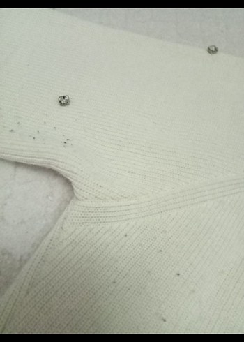 Kadın Beyaz Payetli Uzun Kollu Kazak - Görsel 7