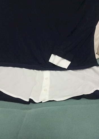 Lacivert Pamuklu Uzun Kollu Kadın Gömlek - Görsel 5