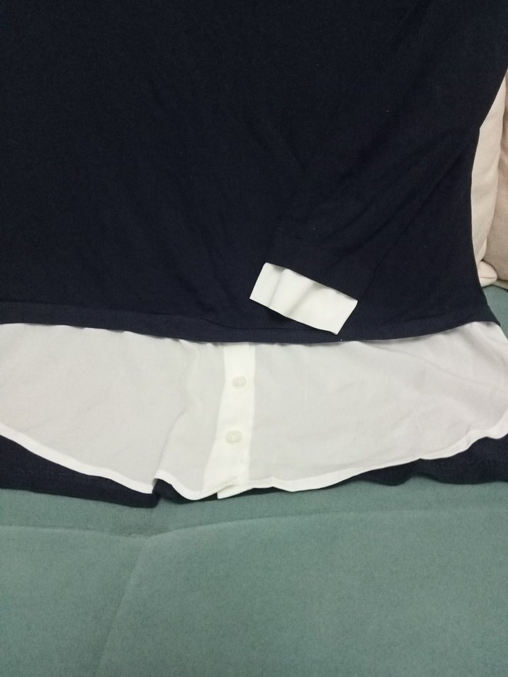 Lacivert Pamuklu Uzun Kollu Kadın Gömlek - Görsel 5