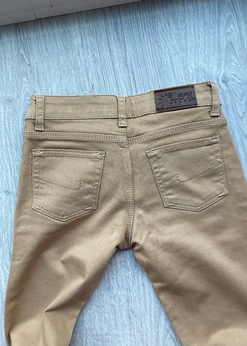 26 Beden camel Renk Kadın Bej Normal Boy Denim Kemerli Pantolon