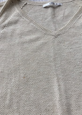 xl Beden Bej V Yakalı Uzun Kollu Triko Kadın Kazak