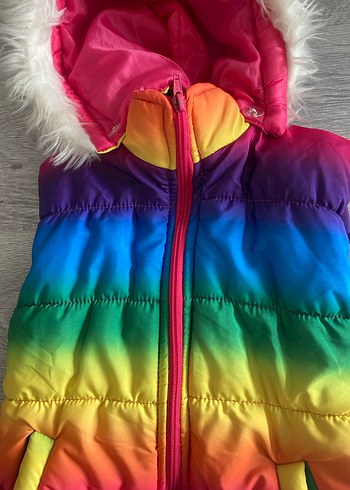 Kız Çocuk Çok Renkli Kapüşonlu şişme Yelek - Görsel 2