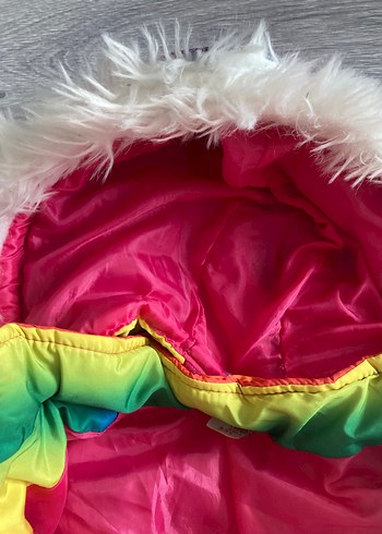 Kız Çocuk Çok Renkli Kapüşonlu şişme Yelek - Görsel 4