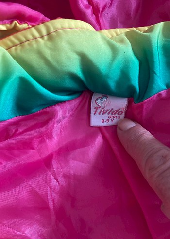 Kız Çocuk Çok Renkli Kapüşonlu şişme Yelek - Görsel 3