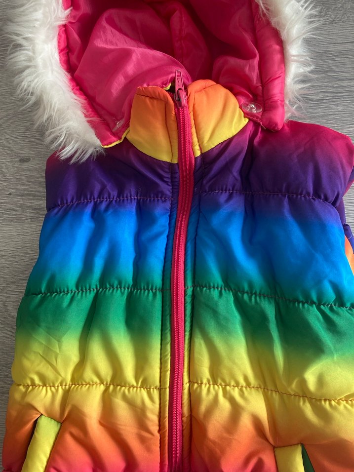 Kız Çocuk Çok Renkli Kapüşonlu şişme Yelek - Görsel 2