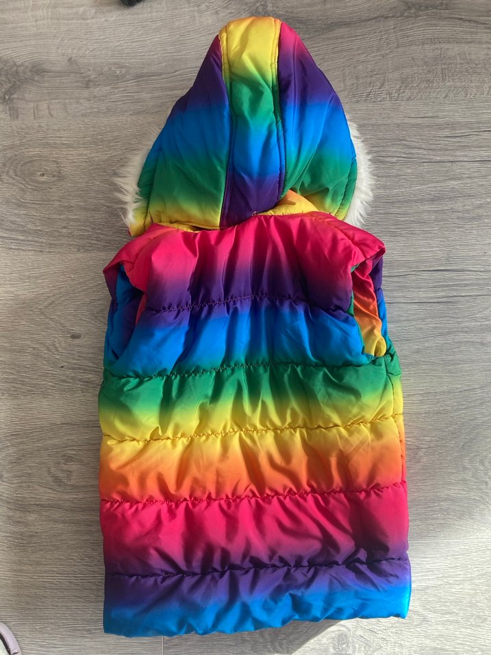 Kız Çocuk Çok Renkli Kapüşonlu şişme Yelek - Görsel 5