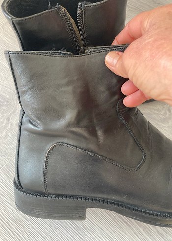 Siyah Deri Fermuarlı Biker erkek Bot - Görsel 3