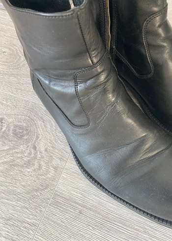 Siyah Deri Fermuarlı Biker erkek Bot - Görsel 2