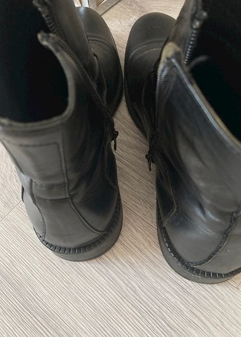 Siyah Deri Fermuarlı Biker erkek Bot - Görsel 4