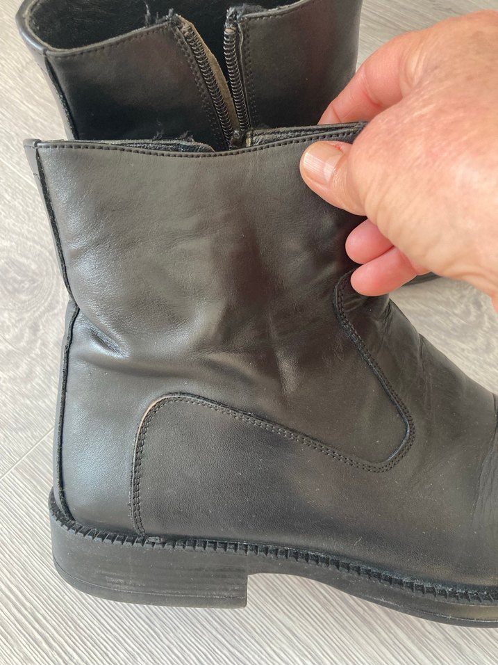 Siyah Deri Fermuarlı Biker erkek Bot - Görsel 3