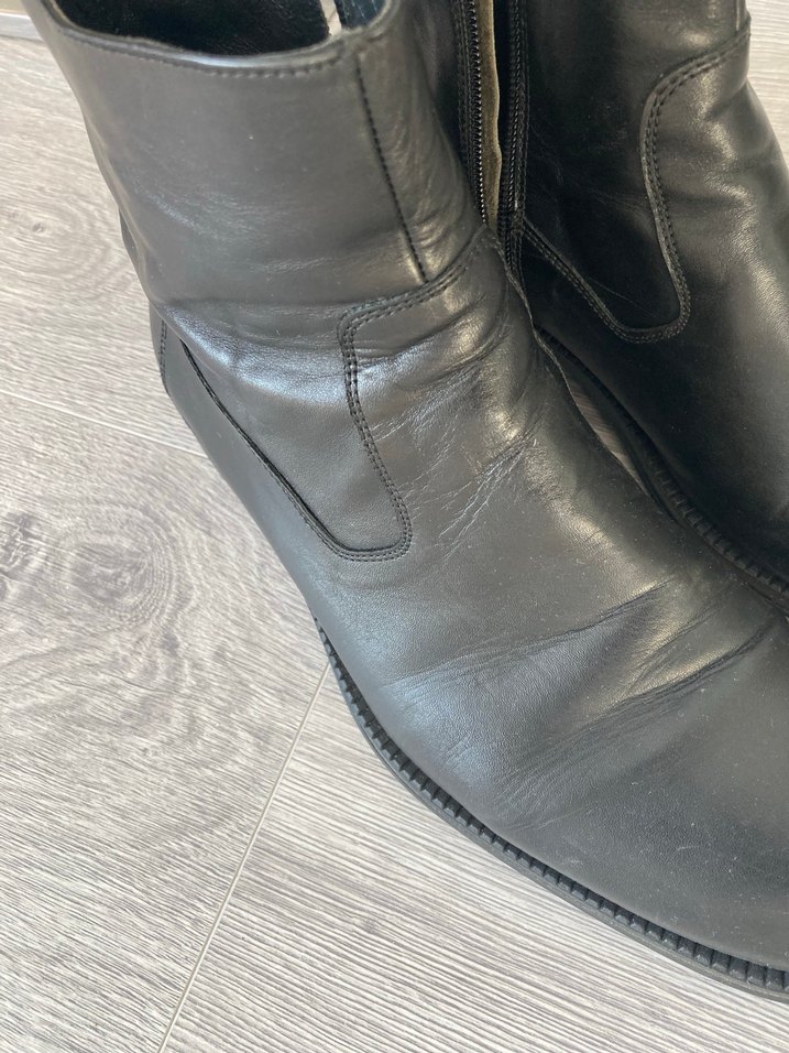 Siyah Deri Fermuarlı Biker erkek Bot - Görsel 2