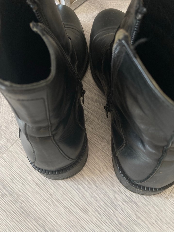 Siyah Deri Fermuarlı Biker erkek Bot - Görsel 4