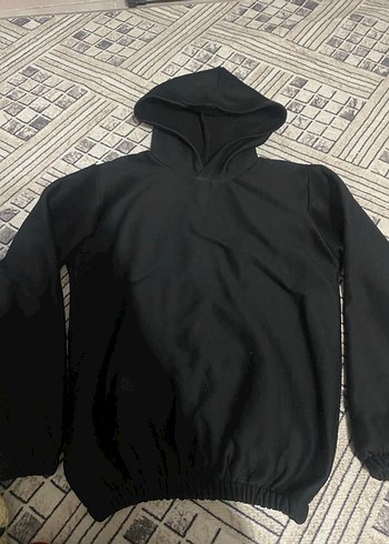 Siyah Kapüşonlu Rahat Kesim Sweatshirt