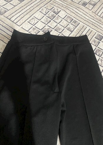 Düğmeli Siyah Kadın Kumaş Pantolon