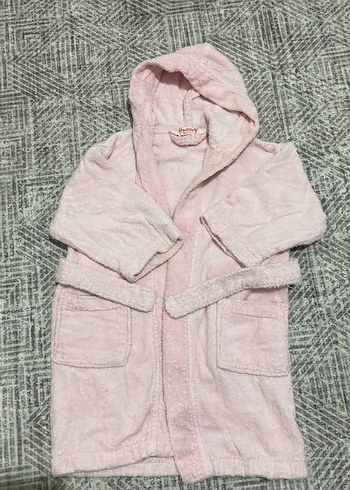 Kız Çocuk Kapüşonlu Pembe Bornoz - Görsel 2