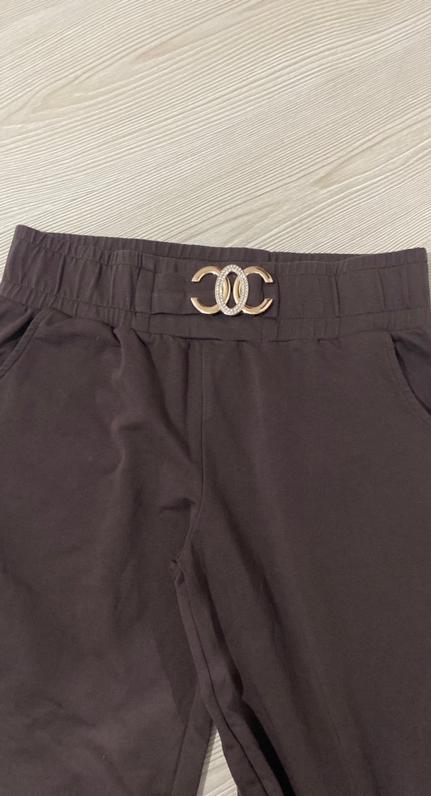 Kahverengi Kemerli Dar Kesim Kadın Kumaş Pantolon - Görsel 2