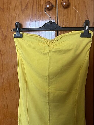 m Beden sarı Renk Straplez elbise