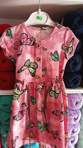 Kız kelebek desenli elbise 