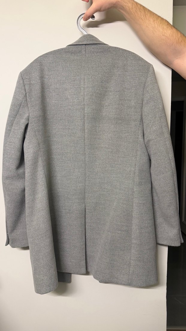 Gri Erkek Midi Boy Düğmeli Kaban - Görsel 2