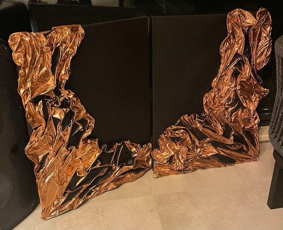 Kıvrımlı bakır Dokulu Modern Tablo 2 adet - Görsel 2