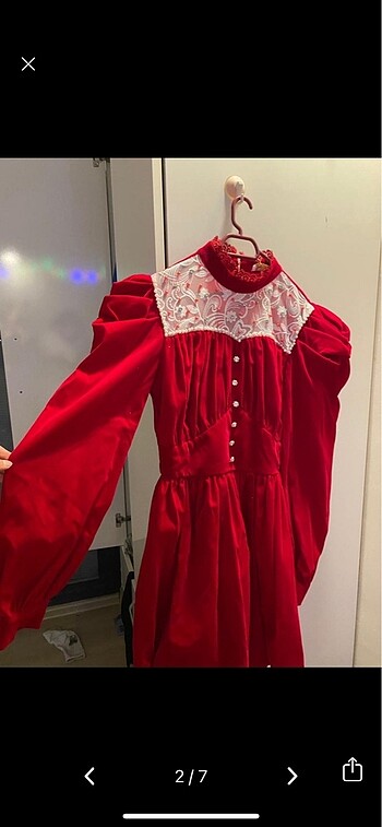 Only kirmizi vintage elbise