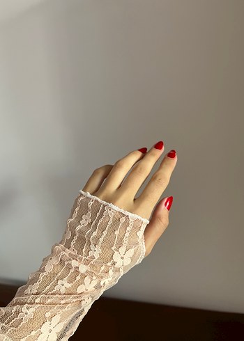 Dantel Detaylı Pembe Bohem Kadın Eldiven