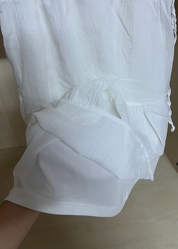 bershka askılı beyaz elbise - Görsel 5