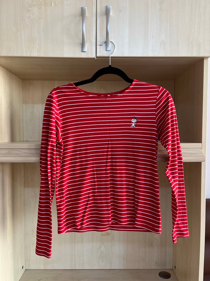 H&M Kırmızı Çizgili Uzun Kollu Bluz - Görsel 2