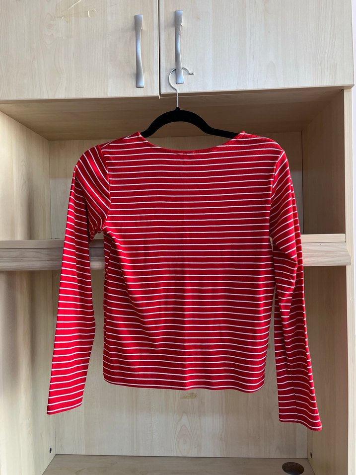 H&M Kırmızı Çizgili Uzun Kollu Bluz - Görsel 4