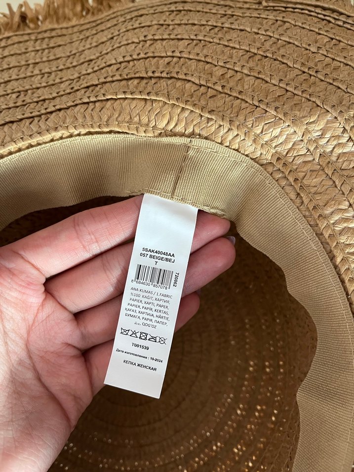 Fırfırlı Bej Keten Bohem Kadın Şapka Fötr - Görsel 2