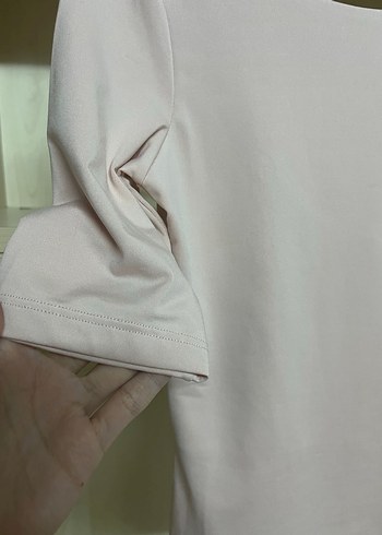 Bej Kadın Kısa Kollu Dar Kesim Tişört h&m bedene oturan - Görsel 3