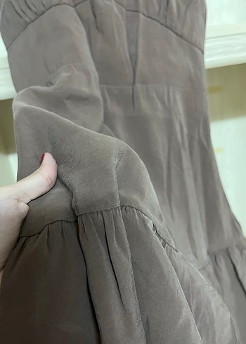 Kahverengi Uzun Elbise Zara - Görsel 4