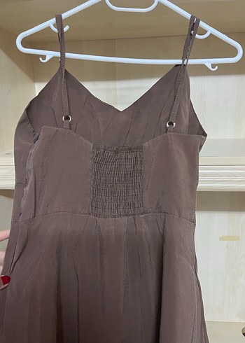 Kahverengi Uzun Elbise Zara - Görsel 5