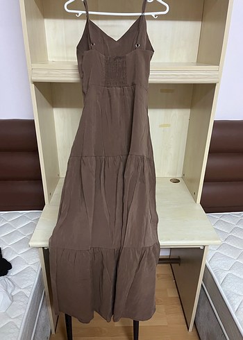 xs Beden kahverengi Renk Kahverengi Uzun Elbise Zara