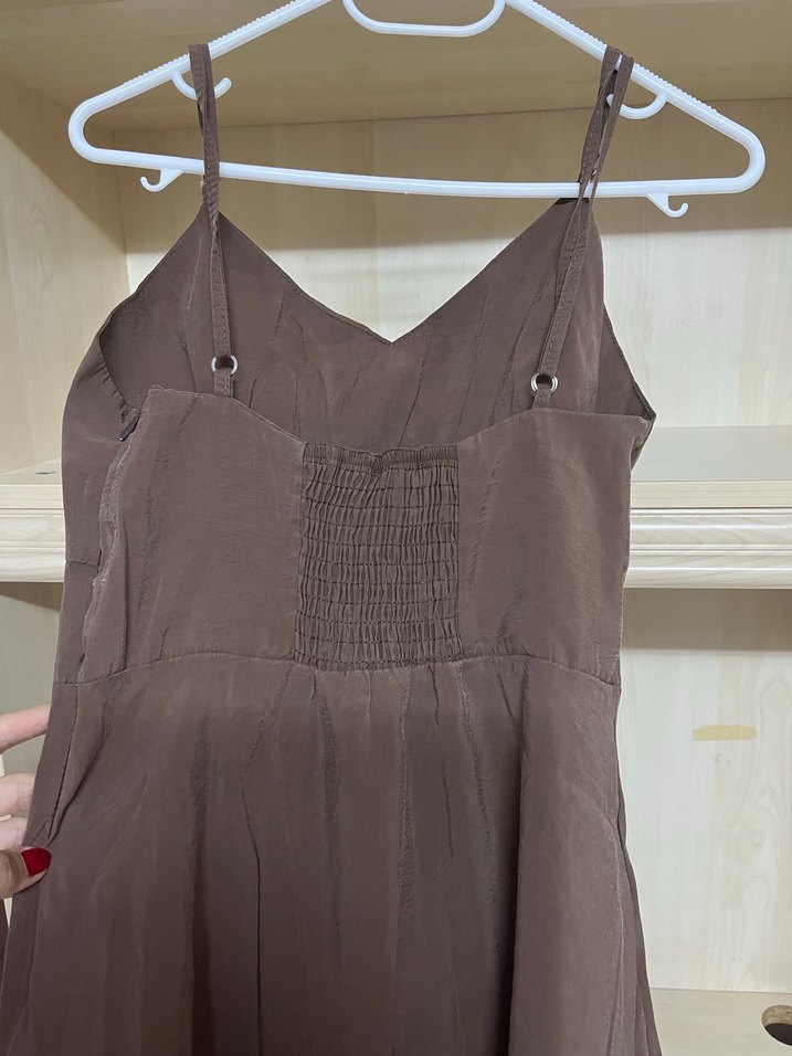 Kahverengi Uzun Elbise Zara - Görsel 5