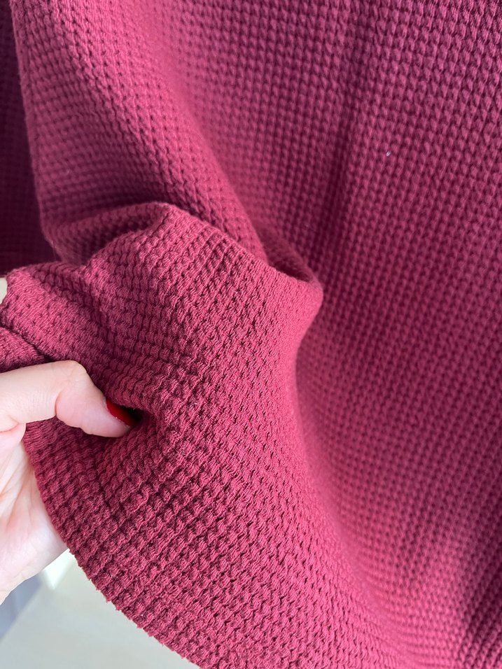 Bordo Örgü Kısa Kollu Kadın Kazak - Görsel 4