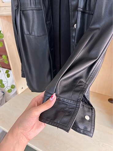 bershka deri gömlek ceket - Görsel 3