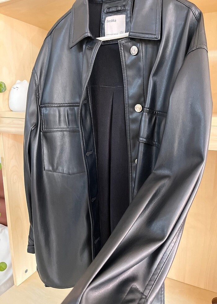 bershka deri gömlek ceket - Görsel 4